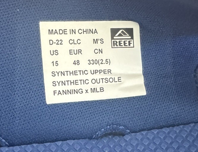 NWT Reef Fanning X MLB Thong Flip Flops Size 15 Blue Bottle Opener LA