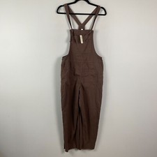 Aerie Brown Werk  Play Twill Overalls XS Brown Ankle Raw Hem Cotton