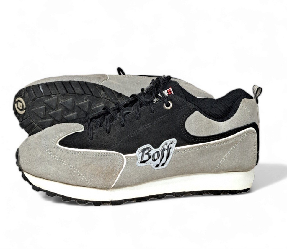 Vintage Y2K BOFF Gray/Black Suede Fat Tongue Hip Hop Rap Sneaker Shoes Mens  13