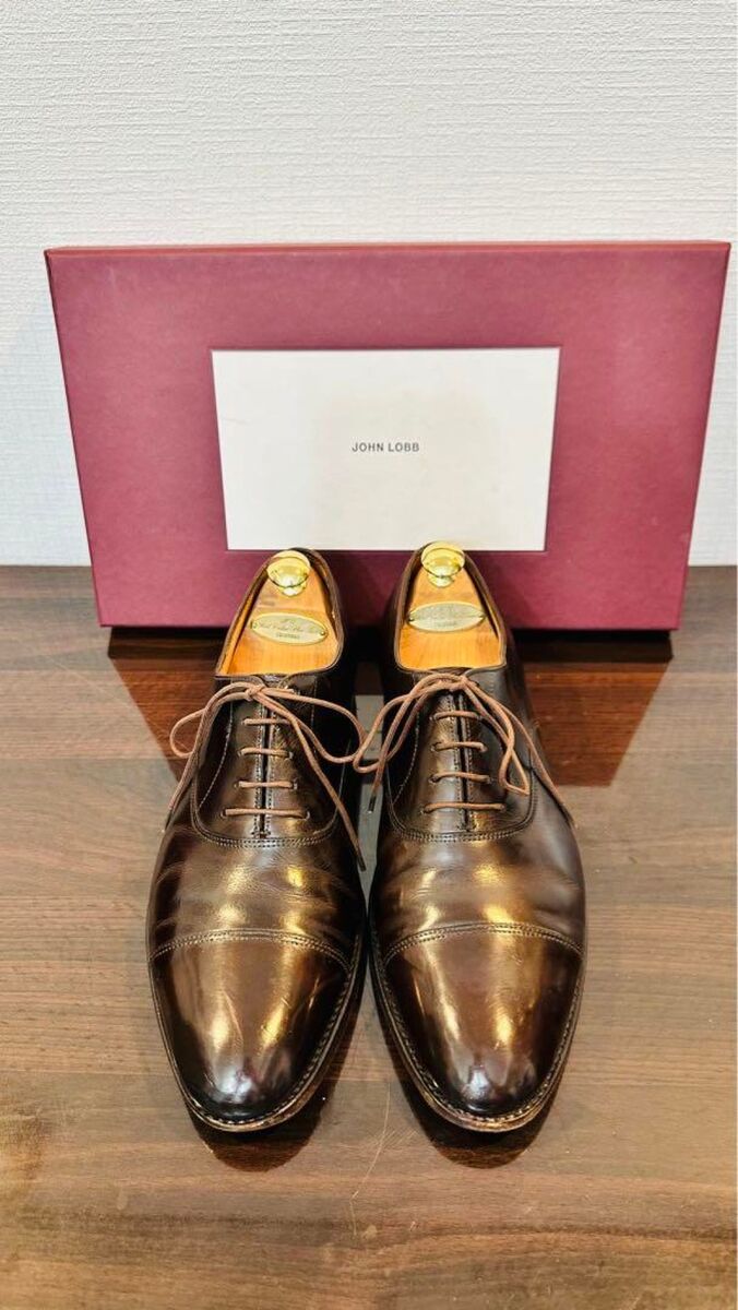 Dark Brown Calf Leather John Lobb City Oxford Men's UK7/US8E Dark Brown Calf Leather John Lobb City Oxford Men's UK7/US8E