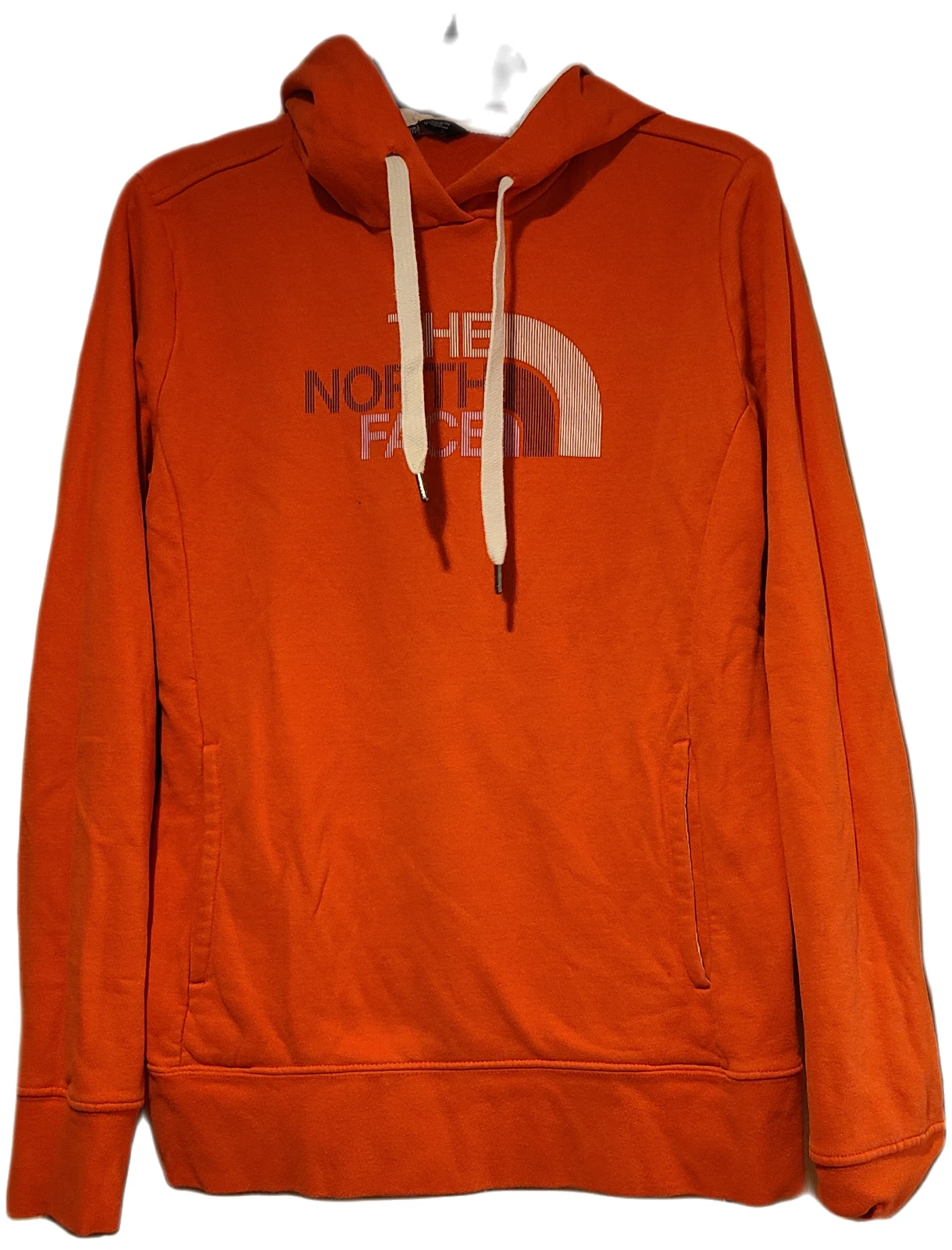 North Face Hoodie Women Size L Orange Sweatshirt Pink Spell Out Hoodie Pocket