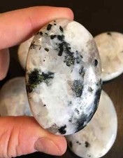 Rainbow Moonstone Palm Stone, Polished Natural Rainbow Moonstone from India