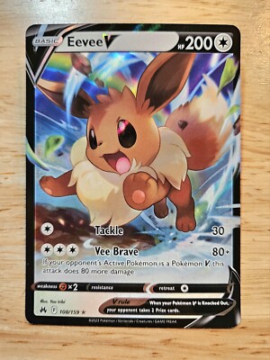 hy vee pokemon cards Eevee V 108/159 Crown Zenith NM Ultra Rare Pokemon Card