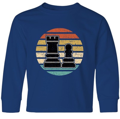 Inktastic Chess Player Retro Sunset Youth Long Sleeve T-Shirt Competition Club