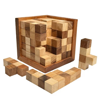 CRAFTY ARTISAN® 3D-Würfel, Holzpuzzle, Brainteaser, IQ-Spiele, Holzpuzzle 3D, für Erwachsene & Kinder