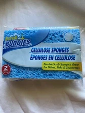 4-2pk (total 8) Scrub Buddies Cellulose Sponges for Dishes Sinks Countertops