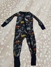 Little Sleepies Navy Jurassic Jungle Zippy 6-12 Months Bamboo Pajamas