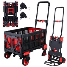 2-in-1Hand Truck Dolly Foldable with Folding Basket,330LBS Capacity Handtruck...