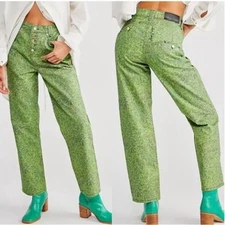 House of Sunny London Fields Jessie Straight Leg Grass Print Jeans Womens US4 