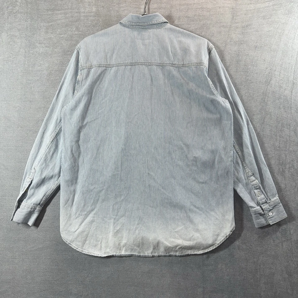 Camisa Lucky Brand Hombres Mediana Cambray Nogal Ferrocarril Rayas Ombre Metal Botón Foto 4 de 4