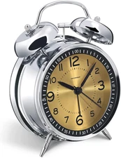 Loud Alarm Clock for Heavy Sleepers Adults, Metal 4.5" Twin Bell Battery Operate