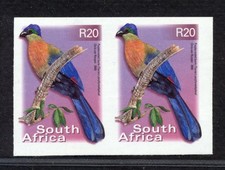 SOUTH AFRICA 2000 BIRDS ISSUE IMPERFORATE R20 PAIR MNH   A417