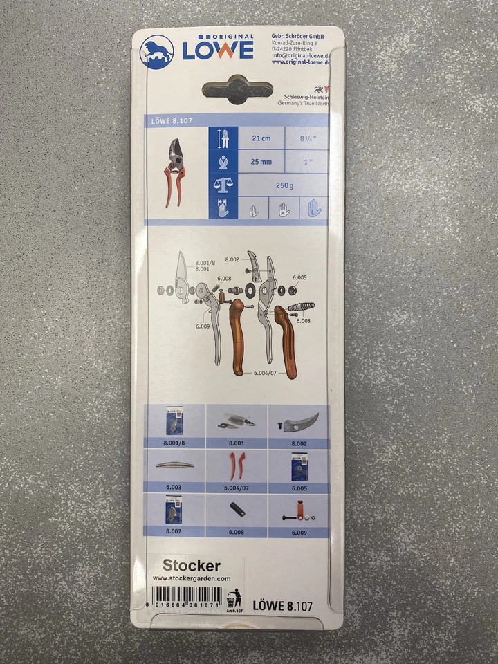 LOWE 8 FORBICE DA POTA PROFESSIONALE CON TAGLIO A BATTENTE LAMA CURVA LOWE 8.107 - Immagine 2 di 4