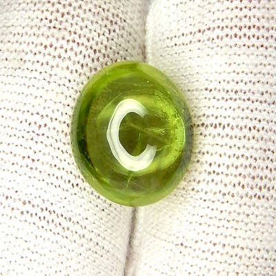 6.4ct Neon Green Sphene with RARE Point Star Natural Mined Unheated Oval Cab