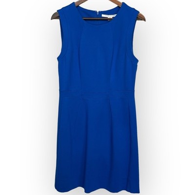 Diane von Furstenberg Shanna Royal Blue Sleeveless Ponte Shift Dress Size 12