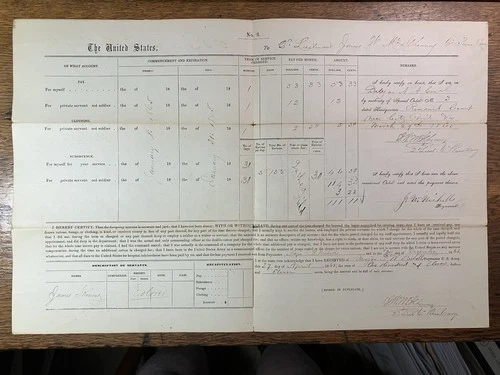 New ListingJan 1865 - Civil War Pay Document for 2nd Lieutenant - 6th Pennsylvania Cavalry