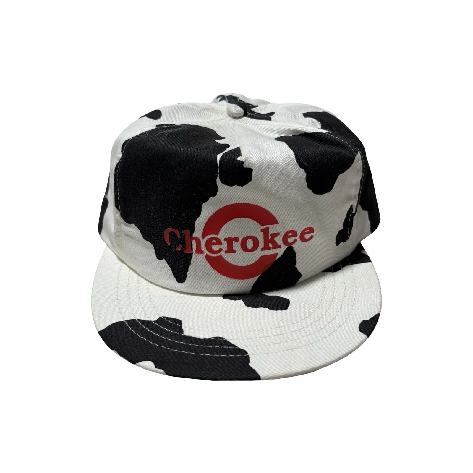Vintage 90s Cherokee Cow Print Snap Back Hat USA Made Size OSFM