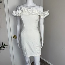 Micas Off Shoulder Ruffle Dress Party Cocktail Bodycon Mini Dress Size Large