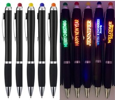 5-Pack LED Multicolor Light Up Stylus Pens Customized Personalized Gift Holidays
