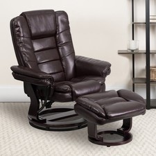 Leather Recliner With Ottoman Contemporary Stressless Chair Headrest Comfortable