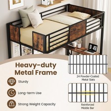 Single Loft Bed Frame with Desk and Storage Shelf