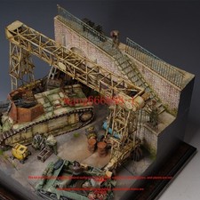 Diorama 1/35 Handmade Wooden Repair factory Building Model Kit Ruins House Scene