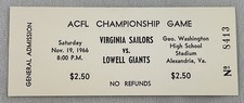 ACFL 1966 11/19 Lowell Giants at Virginia Sailors Championship Football Ticket