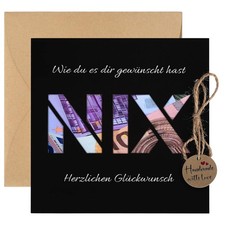 Geldgeschenk Verpackung mit Umschlag NIX Grußkarte für Geburtstag Weihnachten
