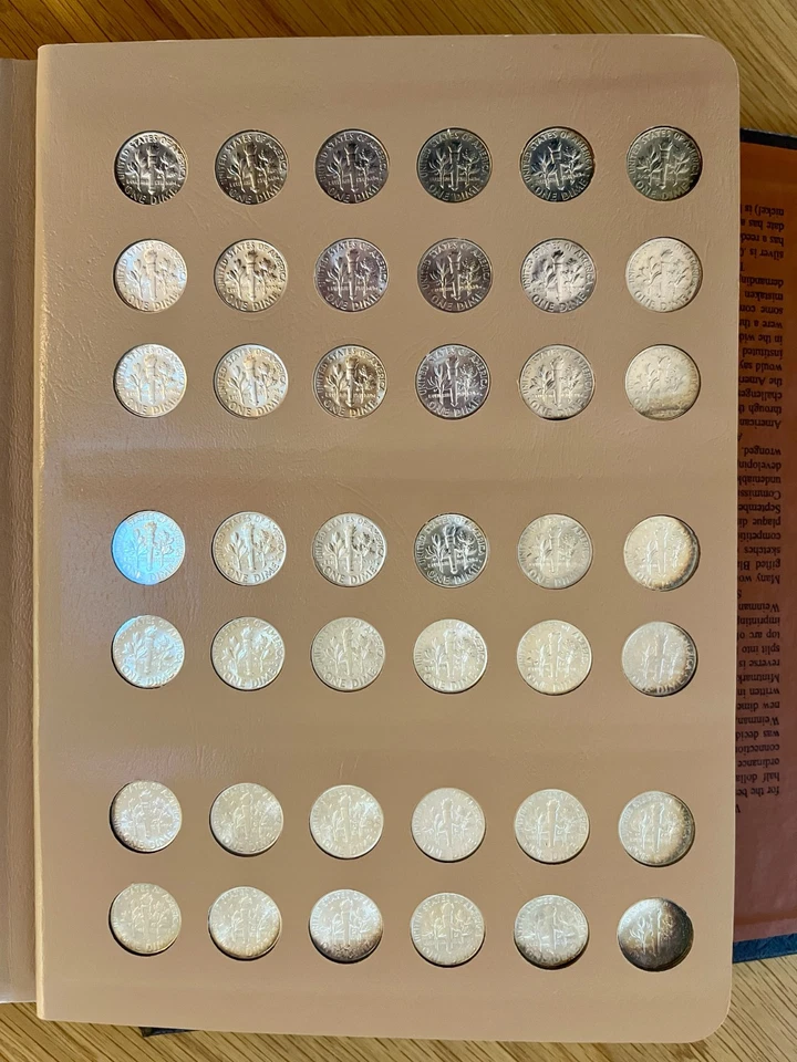 Moneda de diez centavos Roosevelt 1946-2022 BU + Incluyendo pruebas | DANSCO 8125 | 252 monedas en total Foto 4 de 4