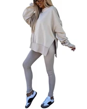 Sweatsuit for Women Casual Two Piece Outfits Oversized Pullover Sweatshirts w...