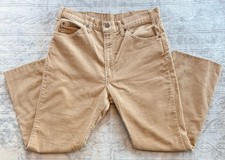 Vintage Levi s 517 Corduroy Pants USA Made Talon Zip Bootcut Tan Mens 32x27 Hem