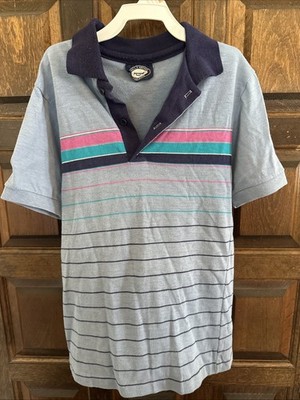 Hill  And Archer For Boys Vtg Polo Shirt  80 s Style Stripes Blue/purple