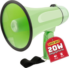 20W Megaphone Bullhorn, Built in Siren  240S Recording, 5.4" 8.6" Portable Mega