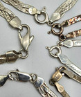 Lot of 6 Solid 925 Sterling Silver Chain Necklace Bracelet Fine Jewelry Italian — photo 3