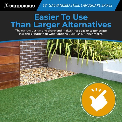 BULK 18 in. Galv. Spiral Landscape Edging Spikes - 1 Gauge Steel - Sandbaggy - Picture 4 of 13