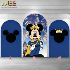 Cubierta de telones de fondo de panel arco príncipe Mickey Mouse feliz cumpleaños fiesta decoraciones