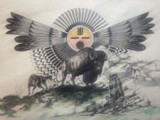 Hand Colored Signed Norman Lansing Southwestern Ute Mountain Indian Tribe Print