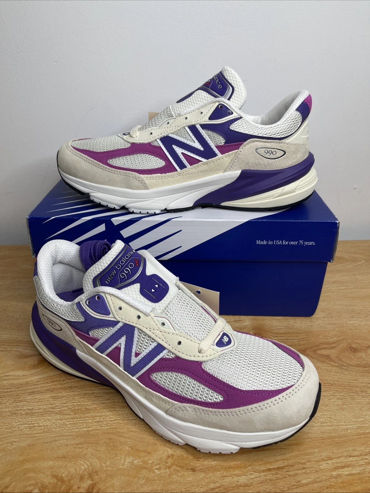 New Balance 990 Uomo Bianco Viola UK 8 5 RRP £220