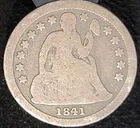 1841 P Philadelphia Mint Seated Liberty Silver Dime 10c