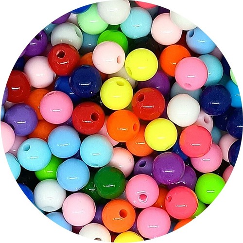 Acrylic Round Beads 6–20mm 500/1000pcs Mixed Colours Bulk Pack - Jewellery Craft - Picture 4 of 38