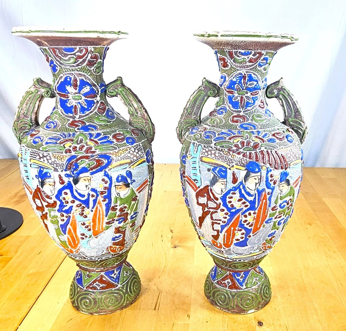 陶瓷多色日本古董花瓶| eBay