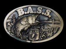 TC05107 VINTAGE 1996 BASS ANGLERS SPORTSMAN SOCIETY FISHING BELT BUCKLE