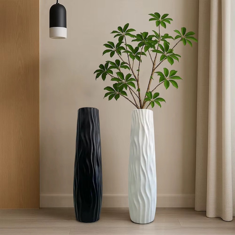 Decorative Vase Textured Floor Standing Vase Exquisite Line Design Vase ...