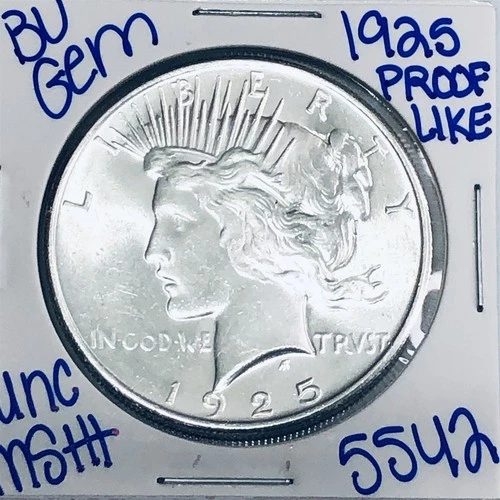 1925 BU UNCIRCULATED SILVER PEACE DOLLAR AUTHENTIC U.S. MINT FREE SHIPPING 5542