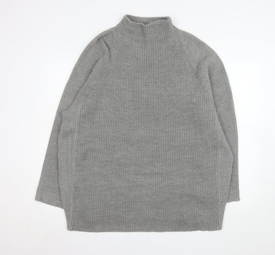 Yours Damen Grobstrickpullover grau Übergröße 18-20 Stehkragen