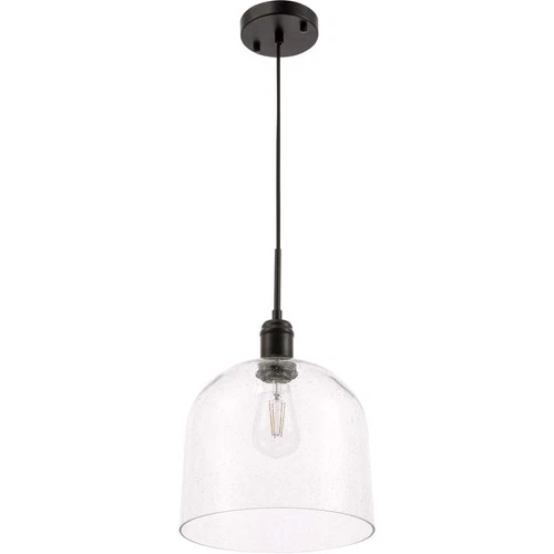 Living District Gabe 1-Light Metal Pendant in Black and Clear Seeded - Picture 7 of 9