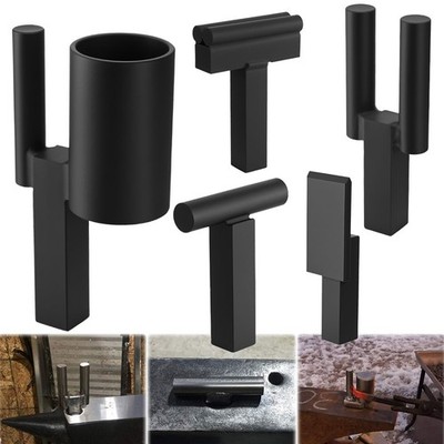 5pcs 1 Inch Blacksmith Anvil Hardy Tool Set Heavy-Duty for Forging/Blacksmithing