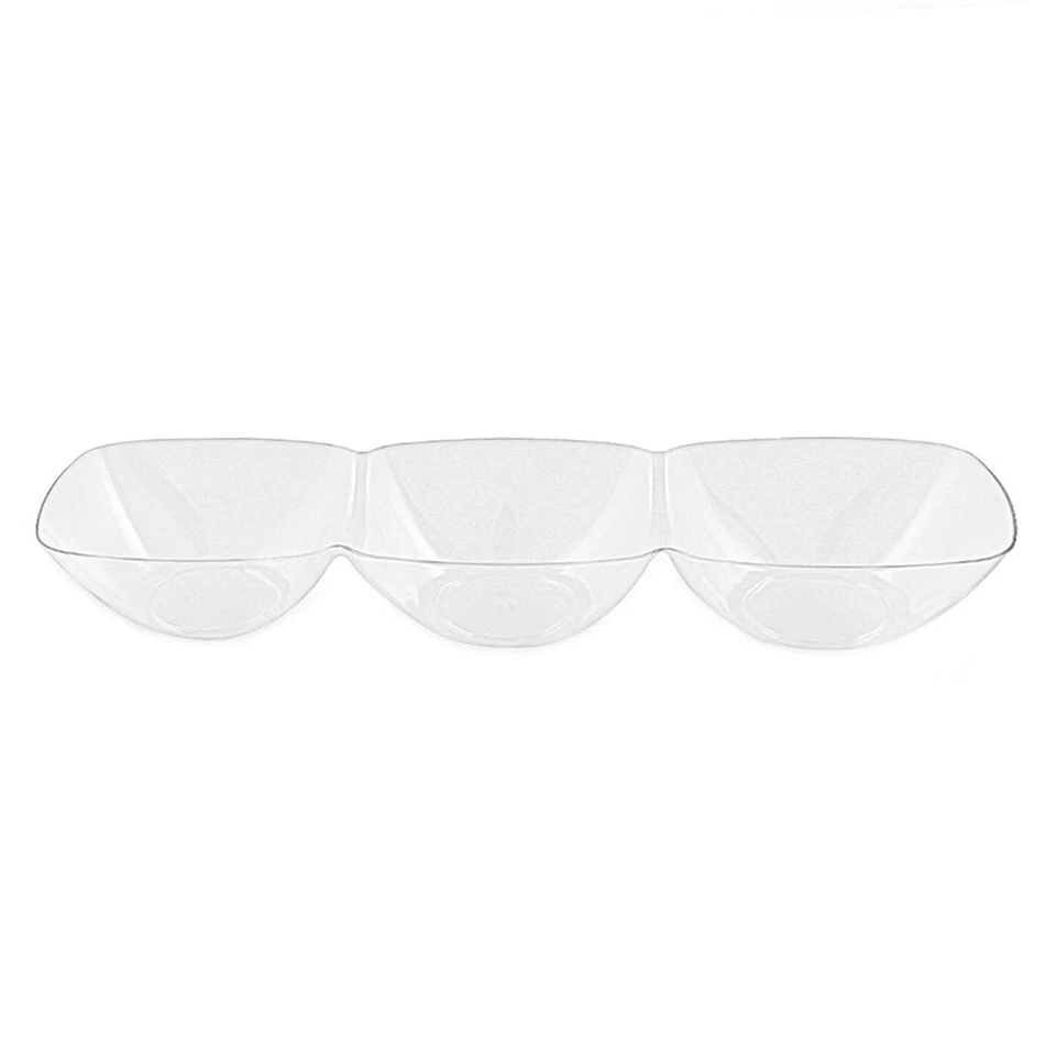 Clear Rectangular Disposable Plastic Heavy Duty 3-Hole Mini Plastic Bowls 240pcs - Image 2 of 4