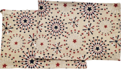 Set of 2 Same Tapestry Kitchen Placemats(13''x19'')PATRIOTIC FIREWORKS ON BEIGE,WH