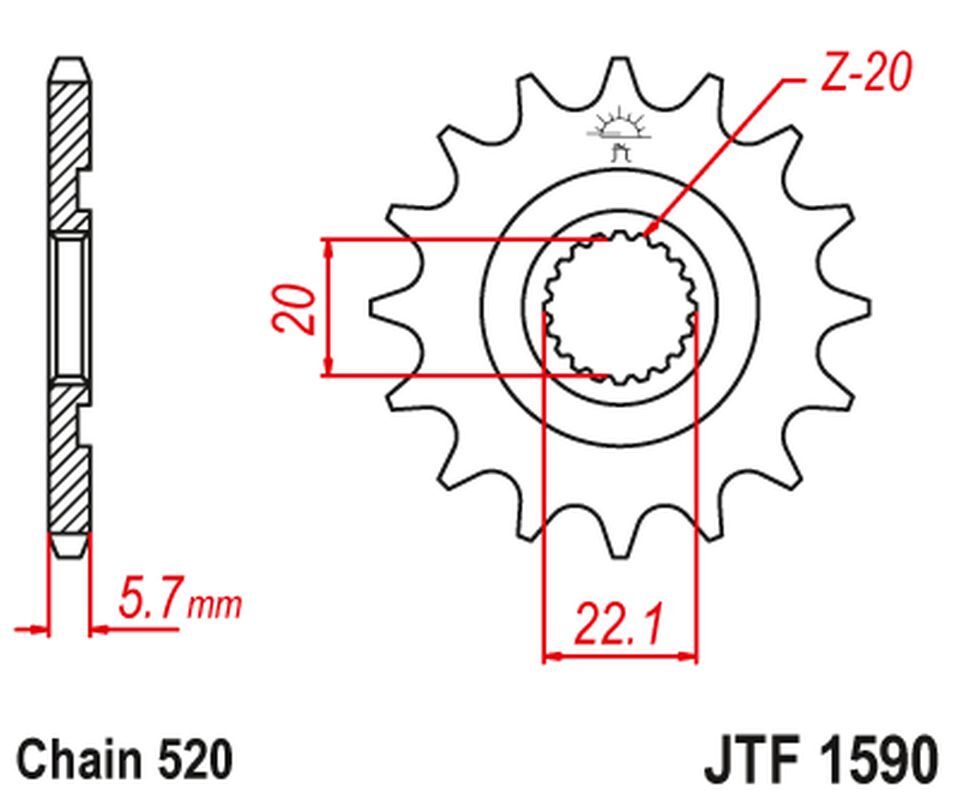 PIGNON AVANT JT 2103 14 en acier chromoly haute résistance